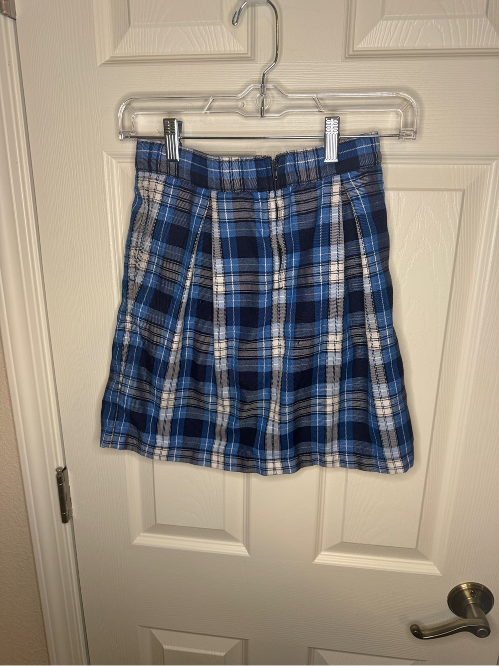 Lands' End Girls Blue Plaid Pleated Skort Size 10 Pockets School Tennis - Picture 4 of 6